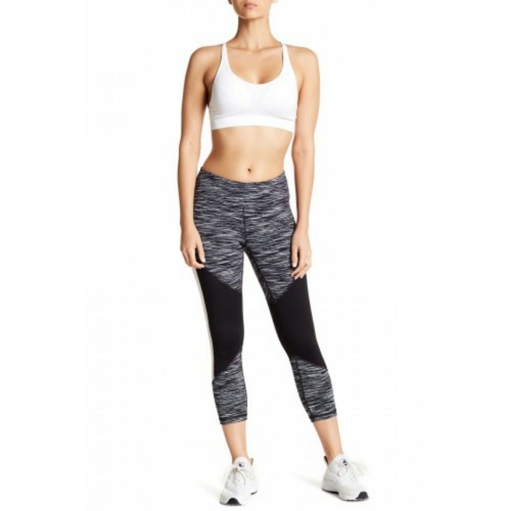 Zella Nova Crop Leggings‎ Black Grey White Mesh Med